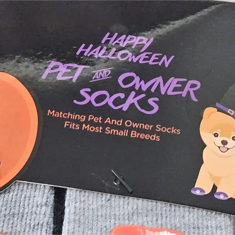 Happy Halloween pet and‎ owner socks 3 pair - 2 kids 1 pet kids size 10.5-4